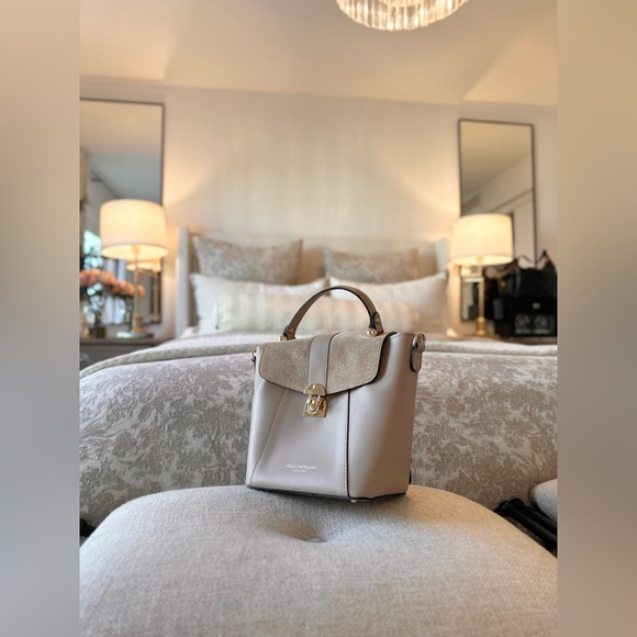 Viola Castellani Italian Leather and Suede Top-Handle Bag - Picture 2 of 7